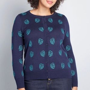 NWOT Modcloth Monstera Mania Embroidered Cardigan